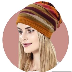 NWT Striped Fall Colors Lightweight Thermal Beanie Hat